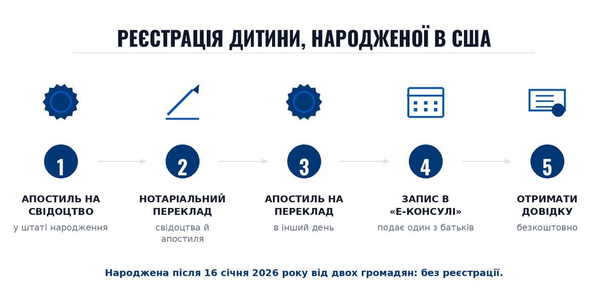 Реєстрація дитини, народженої в США